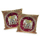 Elephant Embroidered Velvet Throw Pillow Cases Set of 2 Red