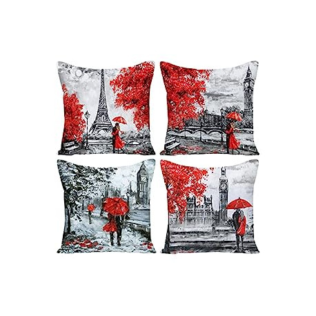 Decorative Red Throw Pillow Covers 20x20 Inches