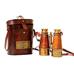 Nautical Design Antique Victorian Marine Brass Leather Binocular