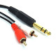 Pack 2 of Gold-Plated 6.35mm 1/4 inch Male TRS Stereo Plug to 2 RCA Phono Male Audio Y Splitter Cable