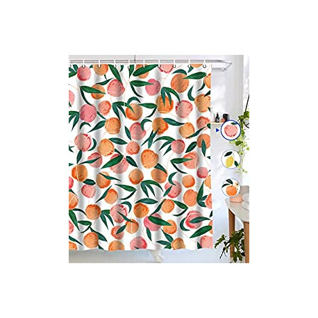 Bathroom Shower Curtain Set with 12 Hooks, Peachy Pink 72"×72"