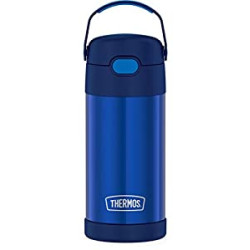 THERMOS FUNTAINER 12 Ounce Stainless Steel Vacuum Insulated Kids Straw Bottle, Blue