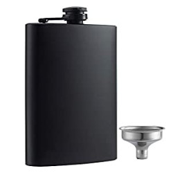 Hip Flask for Liquor Matte Black 8 Oz