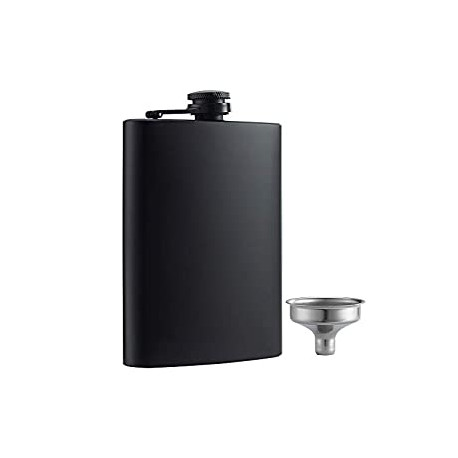 Hip Flask for Liquor Matte Black 8 Oz