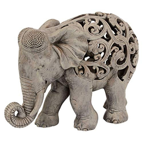 Elephant Indian Decor Jali Animal Statue, 12 Inch