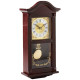 Wood Wall Clock with Brass Pendulum and 4 Chimes, 22 Inch, Mahogany Cherry Oak