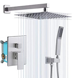 Shower System，Luxury Rain Mixer Shower Combo Set Wall Mounted Rainfall Shower Head System，12 Inch