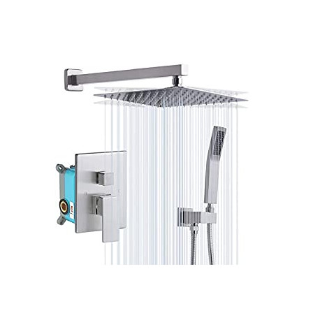 Shower System，Luxury Rain Mixer Shower Combo Set Wall Mounted Rainfall Shower Head System，12 Inch