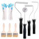 4Pcs Fiberglass Roller Tools and 1Pcs Detail Brushes with 1 Pair Glove Kit
