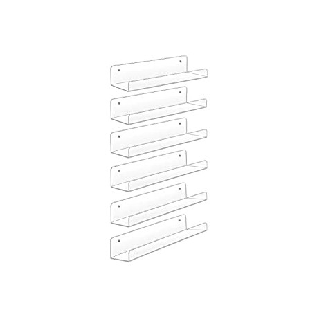 Acrylic Shelves,6 Pack 15 Inch Floating Wall Mounted Shelves