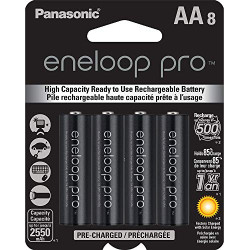 eneloop pro AA High Capacity Ni-MH Pre-Charged Rechargeable Batteries, 8-Battery Pack