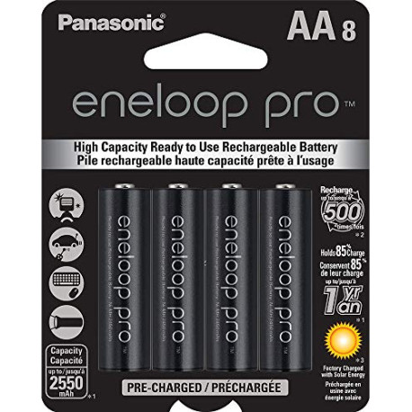 eneloop pro AA High Capacity Ni-MH Pre-Charged Rechargeable Batteries, 8-Battery Pack