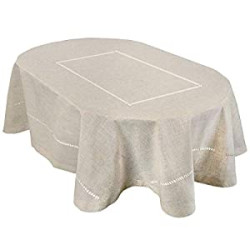 Natural Tablecloth, Oval 54 by 72 Inch