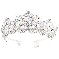 Silver Tiara and Crowns for Women Rhinestone Queen