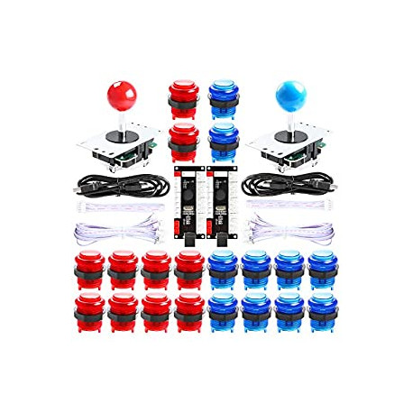 2 Player led arcade buttons and joysticks DIY kit 2x joysticks + 20x led