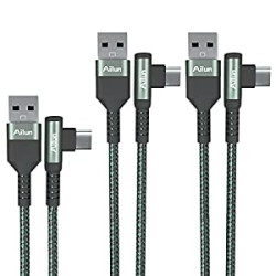 USB C Cable Right Angle 90 Degree Elbow USB A to C 60W PD Fast Charge Nylon Braided 3Pack