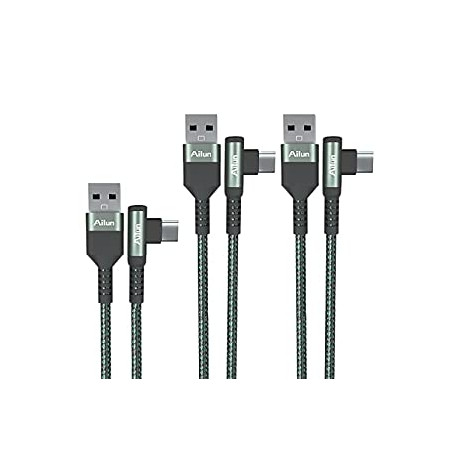 USB C Cable Right Angle 90 Degree Elbow USB A to C 60W PD Fast Charge Nylon Braided 3Pack