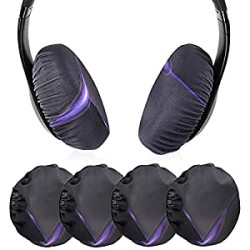 2 Pairs Flex Fabric Earpad Covers/Stretchable and Washable Sanitary Earcup Protectors