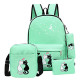 4Pcs Cute Cat Prints Canvas Primary School Bag