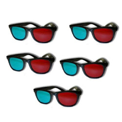 Red and Cyan 5 Pairs - Anaglyph 3D Glasses