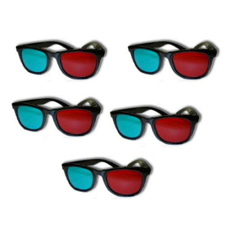 Red and Cyan 5 Pairs - Anaglyph 3D Glasses