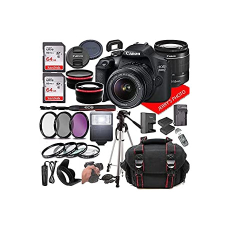 Canon EOS 2000D (Rebel T7) DSLR Camera w/Canon EF-S 18-55mm F/3.5-5.6 Zoom Lens + Case + 128GB Memory (28pc Bundle)