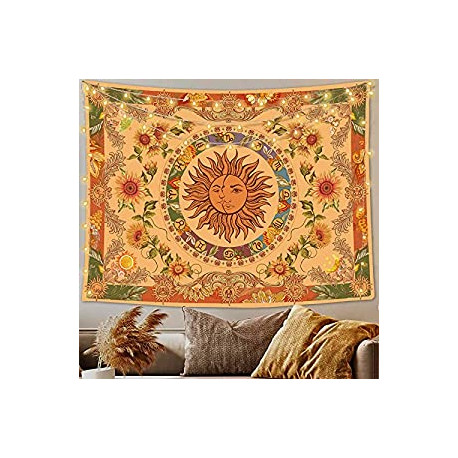 Tapestries for Bedroom Dorm Living Room (Orange, 36'' × 48'')