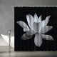 Lotus Shower Curtain Black and White