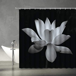 Lotus Shower Curtain Black and White