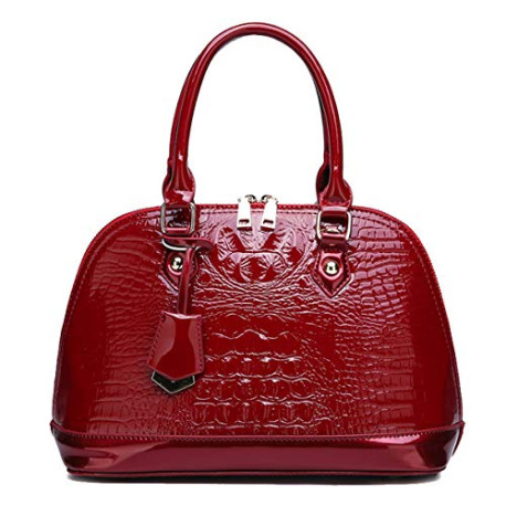 Women's Patent Leather Totes Elegant Handbag Crocodile