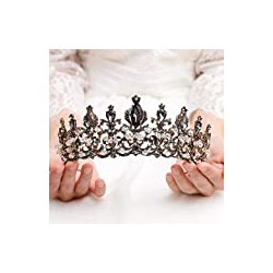 Black Baroque Crowns and Tiaras Crystal Rhinestones Bride Wedding Queen