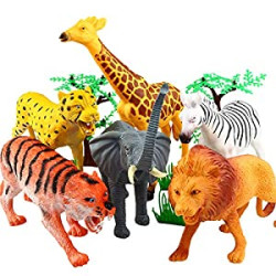 8 Inch Jumbo Jungle Animal Toy Set(12 Piece)