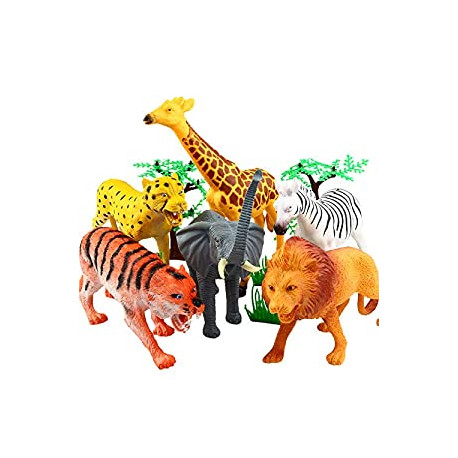 8 Inch Jumbo Jungle Animal Toy Set(12 Piece)