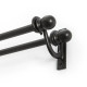 Scroll Bracket Double Window Curtain Rod Set, 48 to 86-Inch, Black