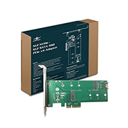 M.2 NVMe + M.2 SATA SSD PCIe x4 Adapter (UGT-M2PC200), Green