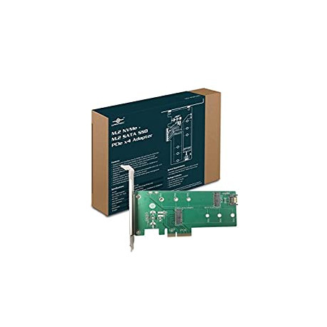 M.2 NVMe + M.2 SATA SSD PCIe x4 Adapter (UGT-M2PC200), Green