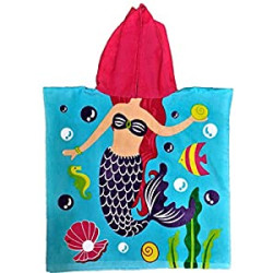 Ariel Body Cut Out Microfiber Hooded Poncho Girls Fast Absorbent Beach Towel