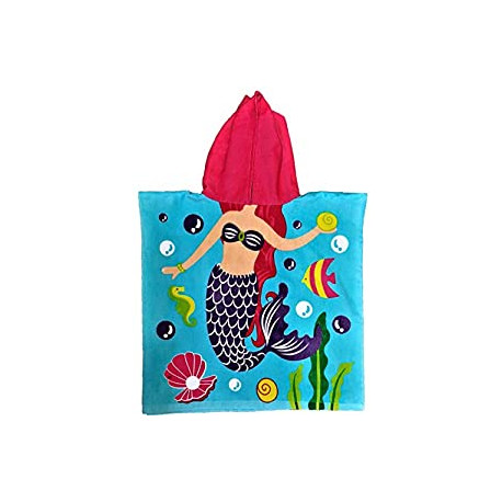 Ariel Body Cut Out Microfiber Hooded Poncho Girls Fast Absorbent Beach Towel