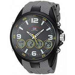Men's Analog-Quartz Watch with Rubber Strap, Grey, 27
