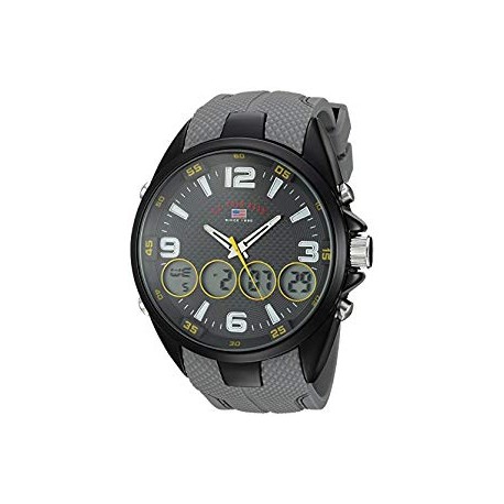 Men's Analog-Quartz Watch with Rubber Strap, Grey, 27