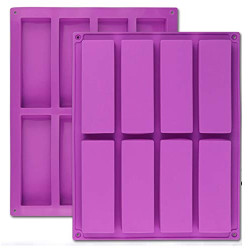 2 Pcs 8 Cavity Large Rectangle Granola Bar Silicone Mold/Nutrition/Cereal Bar Molds