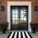 Black and White Striped Area Rug 27.5'' x 43'' Front Porch Rug
