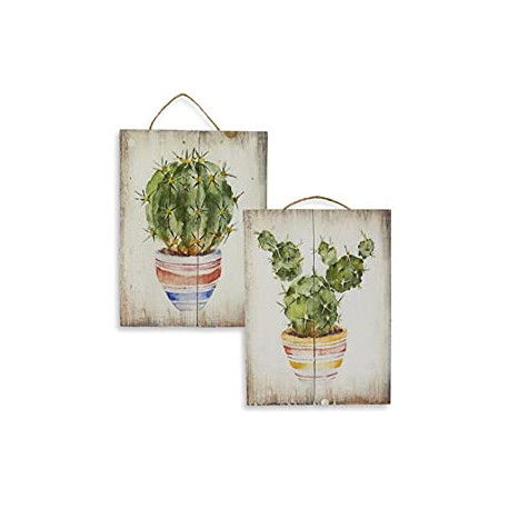 2-Piece Small Hanging Decorations Cactus Design, Natural Decor Living Room, Hallway Dining Room, 8 x 5.9 x 0.9 inches