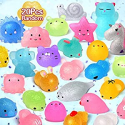 Mochi Animal Squishies Toys 2nd Generation Glitter Mochi Squishy 20pcs Random