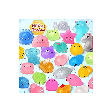 Mochi Animal Squishies Toys 2nd Generation Glitter Mochi Squishy 20pcs Random