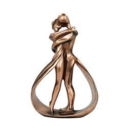 Resin Couple Modern Sculptures Home Decor, Pinkish Bronze, 10 Inch