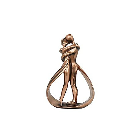 Resin Couple Modern Sculptures Home Decor, Pinkish Bronze, 10 Inch
