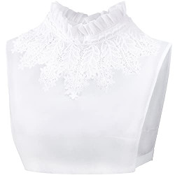 Ruffles Turtle Neck False Shirt Collar Lace Crystal