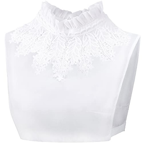 Ruffles Turtle Neck False Shirt Collar Lace Crystal