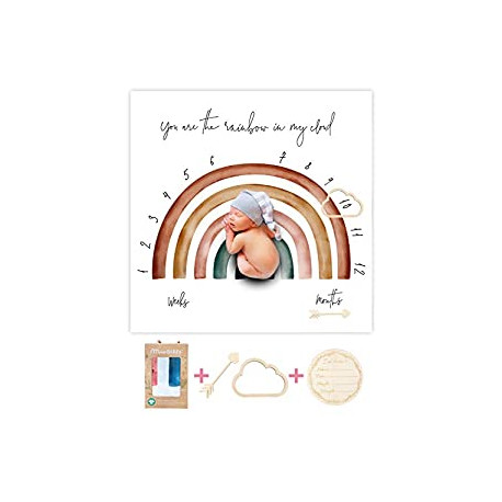 Organic Rainbow Baby Monthly Milestone Blanket